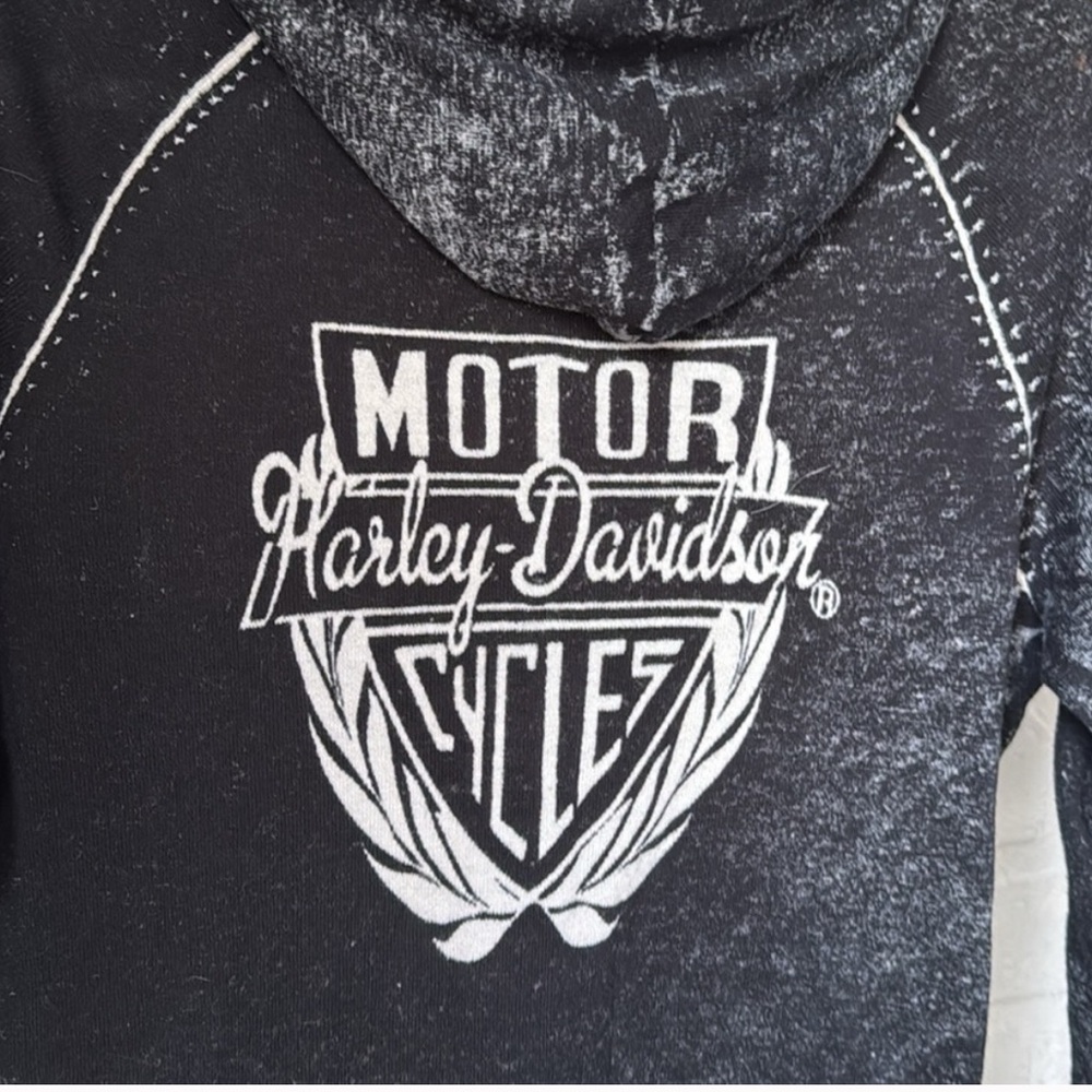 Harley-Davidson sweater cardigan zippered small Black White Hoodie knit biker
